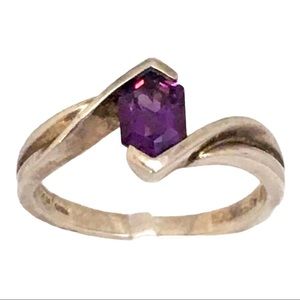Amethyst sterling silver bypass ring Sz 8
